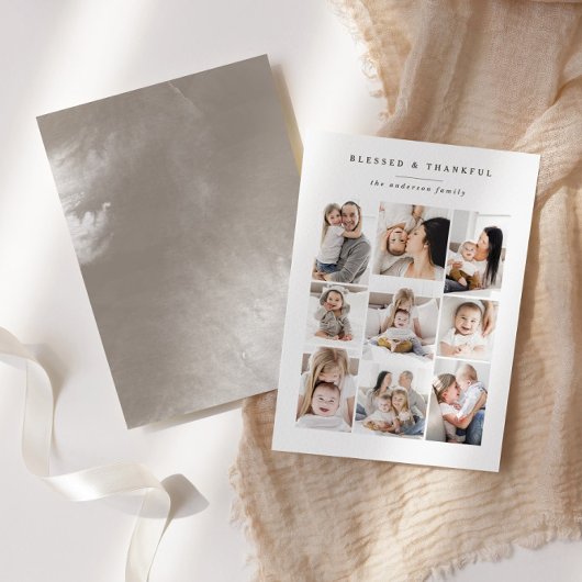 Carte de vœux multi-photos Blessed & Thankful