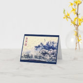 Carte de voeux "Mur des Vagues - Crème" (Fleur jaune)