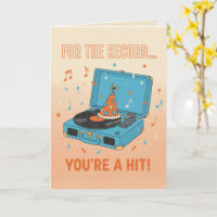Carte de vœux musicale "For The Record" Vinyle Rét
