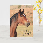 Carte de voeux Mustang sauvage et libre (Fleur jaune)