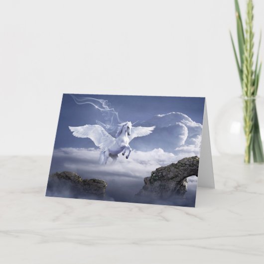 Carte de voeux mystique Cheval Pegasus Blanc (Devant)