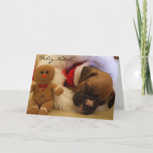 Carte de voeux natale de chiot de boxeur de Noël (Devant)