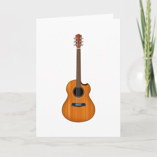 Carte de voeux naturelle pliée de guitare acoustiq (Devant)