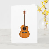Carte de voeux naturelle pliée de guitare acoustiq (Fleur jaune)