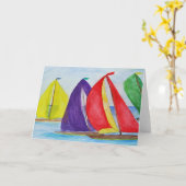 Carte de voeux nautique voilier voilier coloré (Fleur jaune)