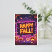 Carte de voeux Neon Automne 5x7 - Joyeuses feuille (Debout devant)