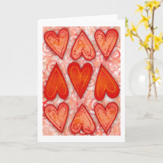 Carte de voeux "Neuf Coeurs d'amour" (Fleur jaune)