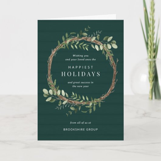 Carte de voeux Neutral Wreath Business Holiday (Devant)
