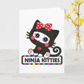 Carte de voeux Ninja Kitty (Fleur jaune)