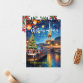Carte de voeux "Noël à Paris" (Devant/Arrière en situation)