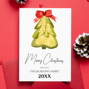 Carte de voeux Noël Arbre rouge Bow