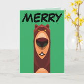 CARTE DE VŒUX NOËL CÂLIN D'OURS (Fleur jaune)