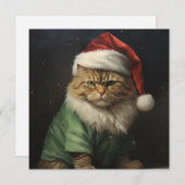 Carte de voeux Noël chat vacances (Devant / Derrière)