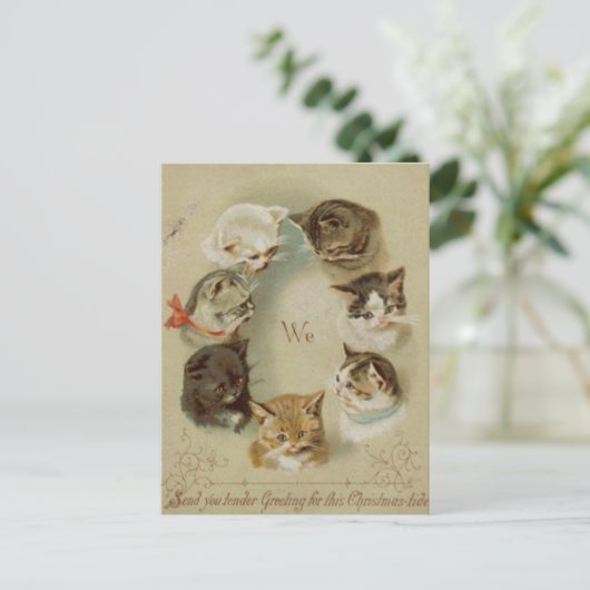 Carte de voeux Noël chats (Debout devant)