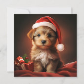 Carte de voeux Noël chiot (Devant)