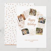 Carte de vœux Noël Couronne dorée Photo Collage (Devant / Derrière)