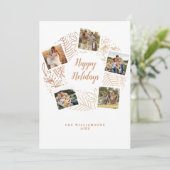 Carte de vœux Noël Couronne dorée Photo Collage (Debout devant)