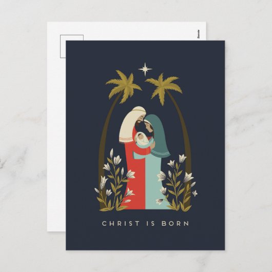 Carte de vœux Noël du Christ est né (Devant / Derrière)