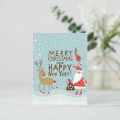 Carte de voeux Noël et Nouvel An (Debout devant)