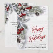 Carte de voeux Noël Holly Corporate Holiday (Devant / Derrière)