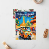 Carte de vœux « Noël loin de chez soi à Bangkok » (Devant/Arrière en situation)