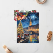 Carte de vœux « Noël loin de chez soi à Venise » (Devant/Arrière en situation)