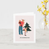 Carte de voeux Noël Maman et Enfants (Fleur jaune)