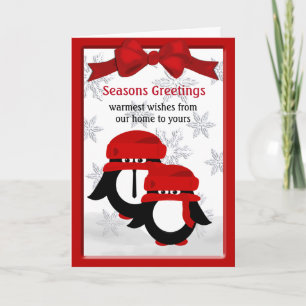 Carte de voeux Noël Penguin Couple Seasons