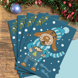 Carte de voeux Noël Pup Blue Holiday