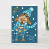 Carte de voeux Noël Pup Blue Holiday (Devant)