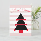 Carte de voeux noire à rayures roses de Noël (Debout devant)