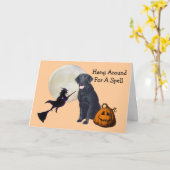 Carte de voeux noire de labrador retriever (Fleur jaune)