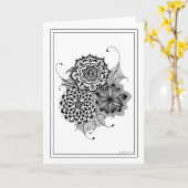 Carte de voeux noire et blanche de fleurs (Fleur jaune)