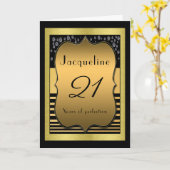 Carte de vœux noire et or pour 21 ans (Fleur jaune)