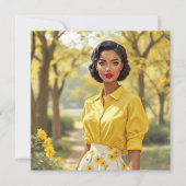 Carte de voeux noire Retro Femme noire (Devant)