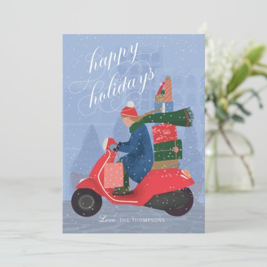 Carte de vœux non photo pour les fêtes joyeuses Sc (Debout devant)