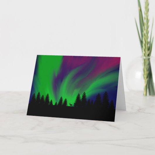 Carte de voeux Northern Lights & Deer (Devant)
