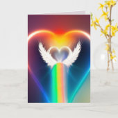 Carte de vœux/Note Ange Arc-en-ciel (Fleur jaune)