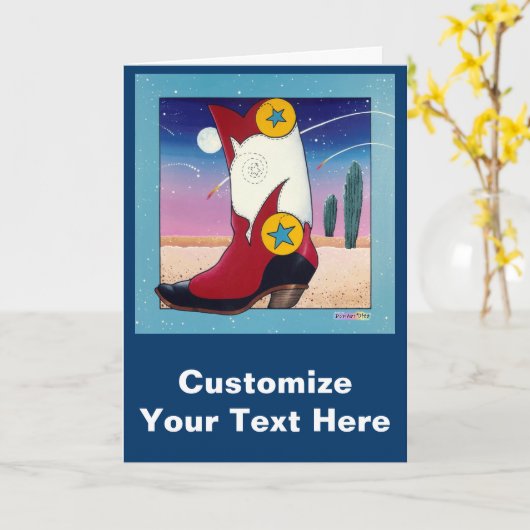 Carte de voeux, Note Card - Cowboy Boot, Toutes Dr (Fleur jaune)