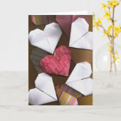 Carte de vœux / note Cœurs en origami (Fleur jaune)