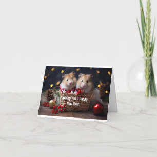 Carte de vœux Nouvel An à deux hamsters
