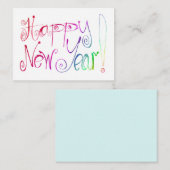 Carte de vœux Nouvel An lettrage main arc-en-ciel  (Devant / Derrière)