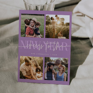 Carte de vœux Nouvelle Année Lilas Grille de photo