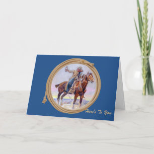 Carte de voeux occidentale Cowboy sur cheval