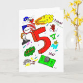 Carte de voeux Ode à cinq (Fleur jaune)