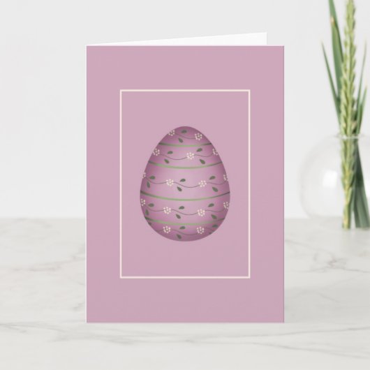 Carte de voeux OEuf de Pâques décoré violet d4 (Devant)