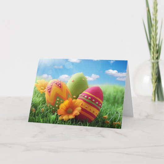 Carte de voeux - Oeufs de Pâques peints (Devant)