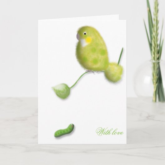 Carte de vœux Oiseau craintif. (Devant)