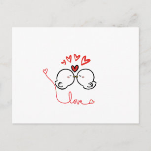 Carte de vœux oiseaux d'amour mignons qui s'embras