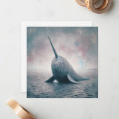 Carte de voeux ondulée Narwhal (Devant/Arrière en situation)
